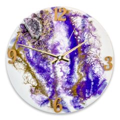 Fehér Lila ResinArt Óra 30 cm