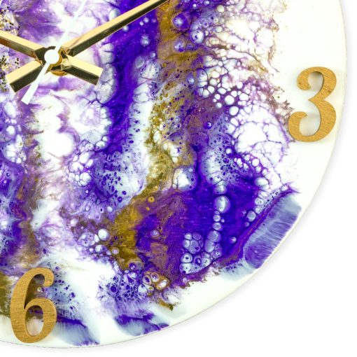 Fehér Lila ResinArt Óra 30 cm