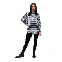 LBM ART denevér ujjú pulóver, fekete-fehér csíkos, one size