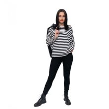 LBM ART denevér ujjú pulóver, fekete-fehér csíkos, one size