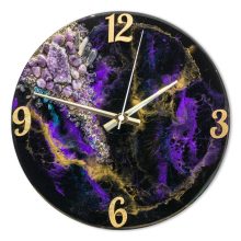 Fekete Lila ResinArt Óra 30 cm