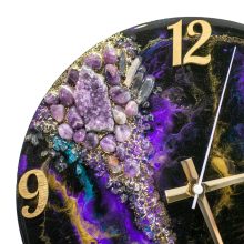 Fekete Lila ResinArt Óra 30 cm