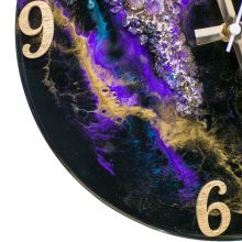 Fekete Lila ResinArt Óra 30 cm