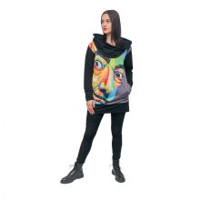 LBM ART kapucnis pulóver, szürke, Dali mintázattal, one size