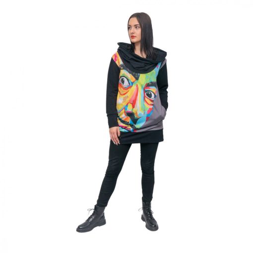 LBM ART kapucnis pulóver, szürke, Dali mintázattal, one size