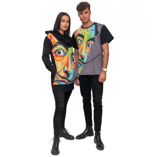 LBM ART kapucnis pulóver, szürke, Dali mintázattal, one size