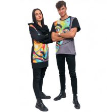 LBM ART kapucnis pulóver, szürke, Dali mintázattal, one size