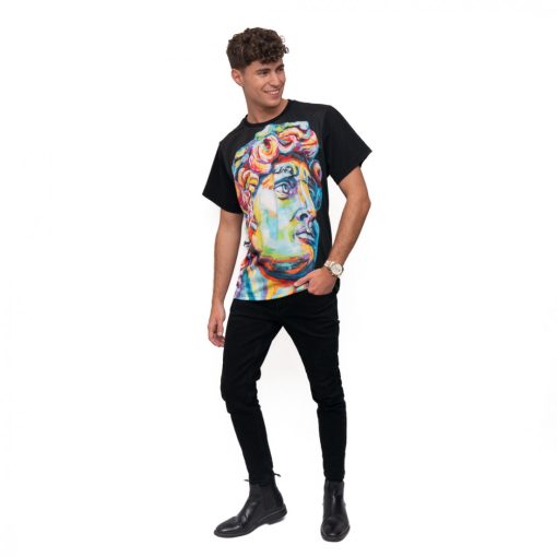 LBM ART férfi póló, fekete, Dávid mintázattal