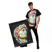 LBM ART férfi póló, fekete, Dávid mintázattal