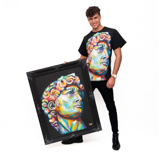 LBM ART férfi póló, fekete, Dávid mintázattal