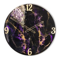 Fekete Lila ResinArt Óra 40 cm