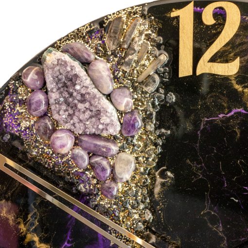 Fekete Lila ResinArt Óra 40 cm