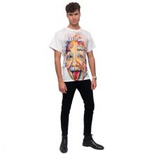 LBM ART férfi póló, fehér, Einstein mintázattal