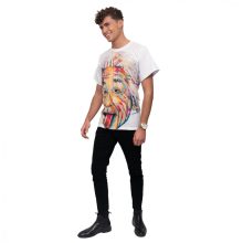 LBM ART férfi póló, fehér, Einstein mintázattal