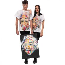 LBM ART férfi póló, fehér, Einstein mintázattal