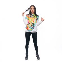 LBM ART denevér ujjú pulóver, fehér, Dali mintázattal, one size