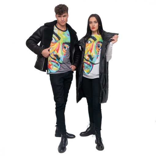 LBM ART denevér ujjú pulóver, fehér, Dali mintázattal, one size