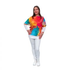   LBM ART denevér ujjú pulóver, színes mintázattal, one size