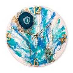 Fehér Türkiz ResinArt Óra 40 cm