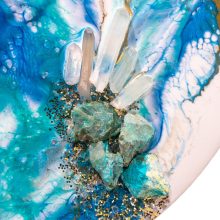 Fehér Türkiz ResinArt Óra 40 cm