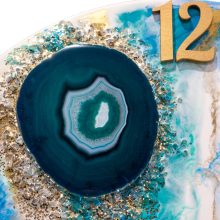 Fehér Türkiz ResinArt Óra 40 cm