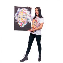 LBM ART póló, fehér, Einstein mintázattal, one size 