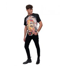 LBM ART férfi póló, fekete, Einstein mintázattal