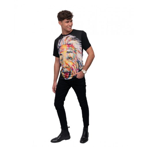 LBM ART férfi póló, fekete, Einstein mintázattal