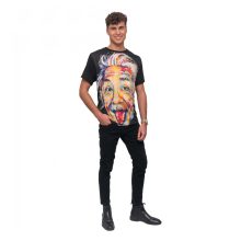 LBM ART férfi póló, fekete, Einstein mintázattal