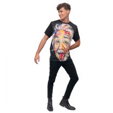 LBM ART férfi póló, fekete, Einstein mintázattal