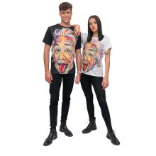 LBM ART férfi póló, fekete, Einstein mintázattal