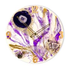 Fehér Lila ResinArt Óra 40 cm