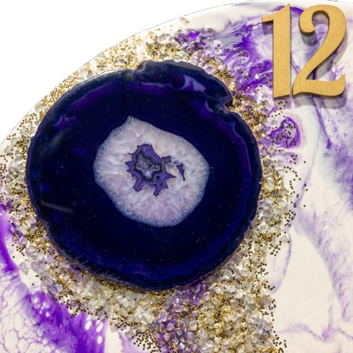 Fehér Lila ResinArt Óra 40 cm