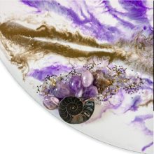 Fehér Lila ResinArt Óra 40 cm