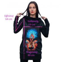 LBM ART kapucnis pulóver, fekete, Buddha mintázattal, one size