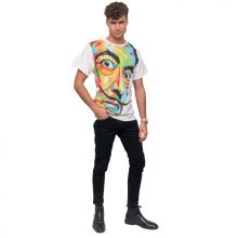 LBM ART férfi póló, fehér, Dali mintázattal