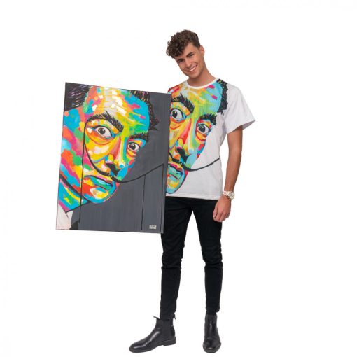 LBM ART férfi póló, fehér, Dali mintázattal