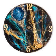 Fekete Türkiz ResinArt Óra 40 cm