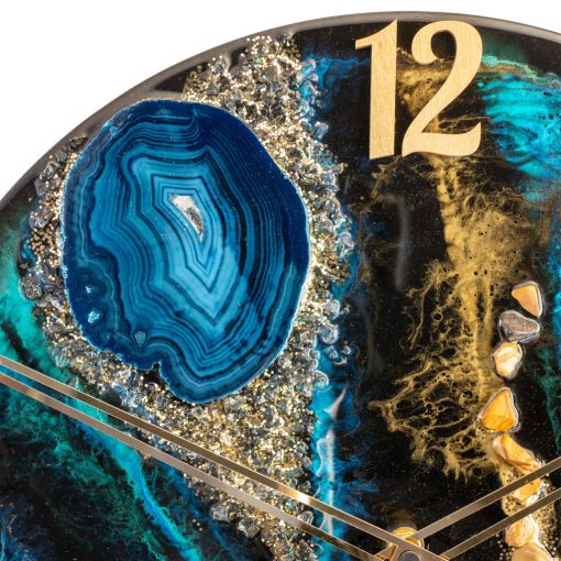 Fekete Türkiz ResinArt Óra 40 cm