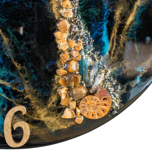 Fekete Türkiz ResinArt Óra 40 cm