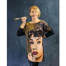 LBM Art Audery Kollekció, Mintás pulóver, fekete, one size