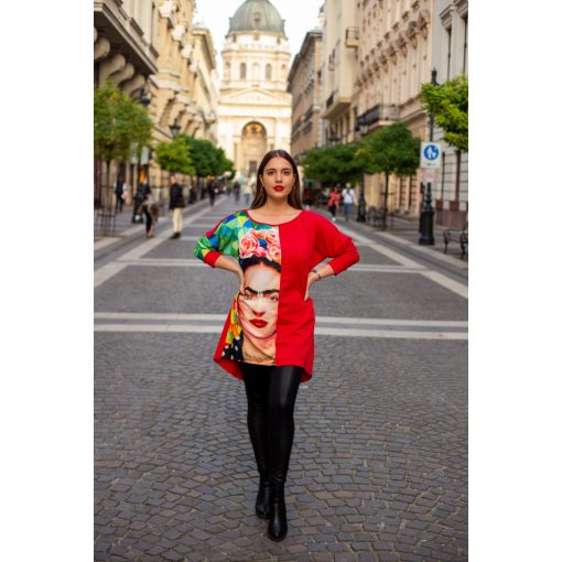 LBM art Frida kollekció, mintás pulóver, piros, one size