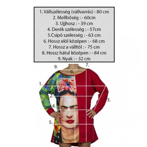 LBM art Frida kollekció, mintás pulóver, piros, one size