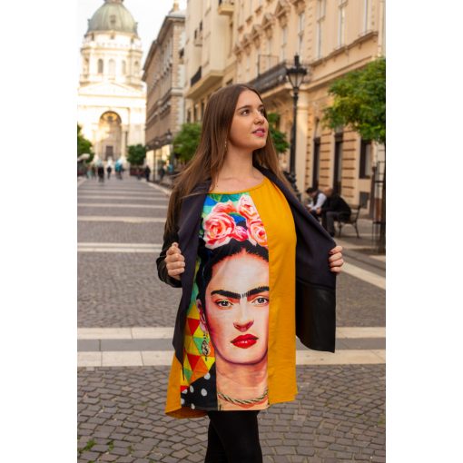 LBM art Frida kollekció, mintás pulóver, mustársárga, one size