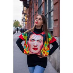 LBM art Frida kollekció, mintás crop top, piros, one size