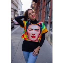   LBM art Frida kollekció, mintás crop top, mustársárga, one size