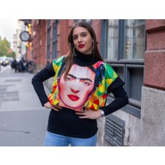 LBM art Frida kollekció, mintás crop top, fekete, one size