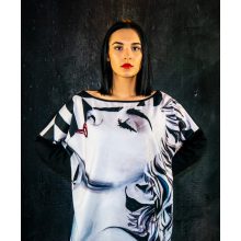 LBM Art Madonna kollekció, mintás pulóver, fekete-fehér, one size