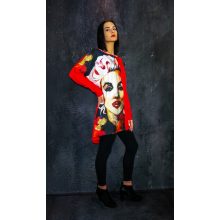 LBM Art Marilyn Kollekció, Mintás pulóver, piros, one size