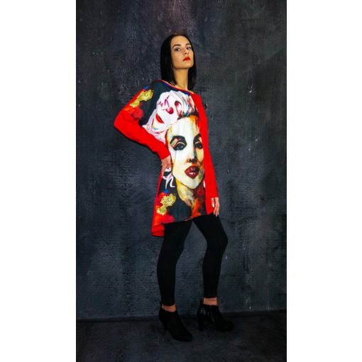 LBM Art Marilyn Kollekció, Mintás pulóver, piros, one size